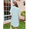 Ekouaer Nightgowns for Women Button Down Sleepshirt Short Sleeve Nightshirt Boyfriend Pajamas V Neck Nightdress S-XXXL(Light Blue)