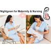 Ekouaer Nightgowns for Women Button Down Sleepshirt Short Sleeve Nightshirt Boyfriend Pajamas V Neck Nightdress S-XXXL(Light Blue Stripe)