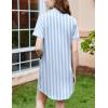Ekouaer Nightgowns for Women Button Down Sleepshirt Short Sleeve Nightshirt Boyfriend Pajamas V Neck Nightdress S-XXXL(Light Blue Stripe)