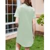 Ekouaer Nightgowns for Women Button Down Sleepshirt Short Sleeve Nightshirt Boyfriend Pajamas V Neck Nightdress S-XXXL(Light Green)