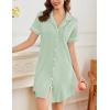 Ekouaer Nightgowns for Women Button Down Sleepshirt Short Sleeve Nightshirt Boyfriend Pajamas V Neck Nightdress S-XXXL(Light Green)