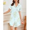 Ekouaer Nightgowns for Women Button Down Sleepshirt Short Sleeve Nightshirt Boyfriend Pajamas V Neck Nightdress S-XXXL(Light Green Floral)