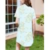 Ekouaer Nightgowns for Women Button Down Sleepshirt Short Sleeve Nightshirt Boyfriend Pajamas V Neck Nightdress S-XXXL(Light Green Floral)