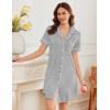 Ekouaer Nightgowns for Women Button Down Sleepshirt Short Sleeve Nightshirt Boyfriend Pajamas V Neck Nightdress S-XXXL(Light Grey)