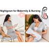 Ekouaer Nightgowns for Women Button Down Sleepshirt Short Sleeve Nightshirt Boyfriend Pajamas V Neck Nightdress S-XXXL(Light Grey)