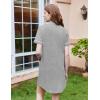 Ekouaer Nightgowns for Women Button Down Sleepshirt Short Sleeve Nightshirt Boyfriend Pajamas V Neck Nightdress S-XXXL(Light Grey)