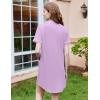 Ekouaer Nightgowns for Women Button Down Sleepshirt Short Sleeve Nightshirt Boyfriend Pajamas V Neck Nightdress S-XXXL(Light Purple)