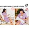 Ekouaer Nightgowns for Women Button Down Sleepshirt Short Sleeve Nightshirt Boyfriend Pajamas V Neck Nightdress S-XXXL(Light Purple)