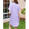 Ekouaer Nightgowns for Women Button Down Sleepshirt Short Sleeve Nightshirt Boyfriend Pajamas V Neck Nightdress S-XXXL(Lilac White Florals)