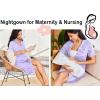 Ekouaer Nightgowns for Women Button Down Sleepshirt Short Sleeve Nightshirt Boyfriend Pajamas V Neck Nightdress S-XXXL(Lilac White Florals)