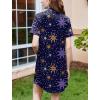 Ekouaer Nightgowns for Women Button Down Sleepshirt Short Sleeve Nightshirt Boyfriend Pajamas V Neck Nightdress S-XXXL(Navy Star Print)