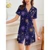 Ekouaer Nightgowns for Women Button Down Sleepshirt Short Sleeve Nightshirt Boyfriend Pajamas V Neck Nightdress S-XXXL(Navy Star Print)