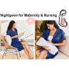 Ekouaer Nightgowns for Women Button Down Sleepshirt Short Sleeve Nightshirt Boyfriend Pajamas V Neck Nightdress S-XXXL(Navy White Dots)