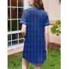 Ekouaer Nightgowns for Women Button Down Sleepshirt Short Sleeve Nightshirt Boyfriend Pajamas V Neck Nightdress S-XXXL(Navy White Dots)