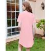 Ekouaer Nightgowns for Women Button Down Sleepshirt Short Sleeve Nightshirt Boyfriend Pajamas V Neck Nightdress S-XXXL(Pink)