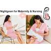 Ekouaer Nightgowns for Women Button Down Sleepshirt Short Sleeve Nightshirt Boyfriend Pajamas V Neck Nightdress S-XXXL(Pink)