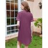 Ekouaer Nightgowns for Women Button Down Sleepshirt Short Sleeve Nightshirt Boyfriend Pajamas V Neck Nightdress S-XXXL(Purple)