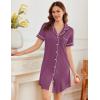 Ekouaer Nightgowns for Women Button Down Sleepshirt Short Sleeve Nightshirt Boyfriend Pajamas V Neck Nightdress S-XXXL(Purple)