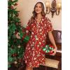 Ekouaer Nightgowns for Women Button Down Sleepshirt Short Sleeve Nightshirt Boyfriend Pajamas V Neck Nightdress S-XXXL(Red Christmas)