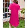 Ekouaer Nightgowns for Women Button Down Sleepshirt Short Sleeve Nightshirt Boyfriend Pajamas V Neck Nightdress S-XXXL(Rose Red)