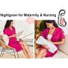 Ekouaer Nightgowns for Women Button Down Sleepshirt Short Sleeve Nightshirt Boyfriend Pajamas V Neck Nightdress S-XXXL(Rose Red)