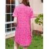 Ekouaer Nightgowns for Women Button Down Sleepshirt Short Sleeve Nightshirt Boyfriend Pajamas V Neck Nightdress S-XXXL(Rose Red Leopard)