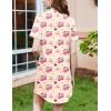 Ekouaer Nightgowns for Women Button Down Sleepshirt Short Sleeve Nightshirt Boyfriend Pajamas V Neck Nightdress S-XXXL(Teddy & Cherry)