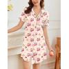 Ekouaer Nightgowns for Women Button Down Sleepshirt Short Sleeve Nightshirt Boyfriend Pajamas V Neck Nightdress S-XXXL(Teddy & Cherry)