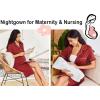 Ekouaer Nightgowns for Women Button Down Sleepshirt Short Sleeve Nightshirt Boyfriend Pajamas V Neck Nightdress S-XXXL(Wine Red)