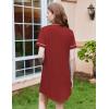 Ekouaer Nightgowns for Women Button Down Sleepshirt Short Sleeve Nightshirt Boyfriend Pajamas V Neck Nightdress S-XXXL(Wine Red)