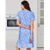 Ekouaer Nightgowns for Women Cotton House Dress with Pockets Button Down Night Gown Short Sleeve Duster Housecoat S-3XL(Blue Birds)