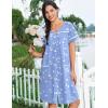 Ekouaer Nightgowns for Women Cotton House Dress with Pockets Button Down Night Gown Short Sleeve Duster Housecoat S-3XL(Blue Birds)