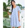 Ekouaer Nightgowns for Women Cotton House Dress with Pockets Button Down Night Gown Short Sleeve Duster Housecoat S-3XL(Blue Flowers)