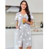 Ekouaer Nightgowns for Women Cotton House Dress with Pockets Button Down Night Gown Short Sleeve Duster Housecoat S-3XL(Grey Stars)