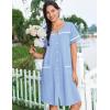 Ekouaer Nightgowns for Women Cotton House Dress with Pockets Button Down Night Gown Short Sleeve Duster Housecoat S-3XL(Light Blue)