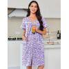 Ekouaer Nightgowns for Women Cotton House Dress with Pockets Button Down Night Gown Short Sleeve Duster Housecoat S-3XL(Purple Dots)