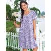 Ekouaer Nightgowns for Women Cotton House Dress with Pockets Button Down Night Gown Short Sleeve Duster Housecoat S-3XL(Purple Dots)