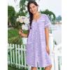 Ekouaer Nightgowns for Women Cotton House Dress with Pockets Button Down Night Gown Short Sleeve Duster Housecoat S-3XL(Purple Florals)