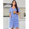 Ekouaer Nightgowns for Women Cotton House Dress with Pockets Button Down Night Gown Short Sleeve Duster Housecoat S-3XL(White Green Flower)