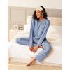 Ekouaer Pajama Set Womens Long Sleeve Sleepwear Pullover Top and Pants Cozy Loungewear Soft Pjs Lounge Set with Pockets S-XXL(Blue)