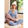 Ekouaer Pajama Set Womens Long Sleeve Sleepwear Pullover Top and Pants Cozy Loungewear Soft Pjs Lounge Set with Pockets S-XXL(Blue)