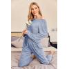Ekouaer Pajama Set Womens Long Sleeve Sleepwear Pullover Top and Pants Cozy Loungewear Soft Pjs Lounge Set with Pockets S-XXL(Blue)
