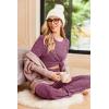 Ekouaer Pajama Set Womens Long Sleeve Sleepwear Pullover Top and Pants Cozy Loungewear Soft Pjs Lounge Set with Pockets S-XXL(Cherry Red)