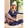Ekouaer Pajama Set Womens Long Sleeve Sleepwear Pullover Top and Pants Cozy Loungewear Soft Pjs Lounge Set with Pockets S-XXL(Christmas Navy)