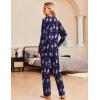 Ekouaer Pajama Set Womens Long Sleeve Sleepwear Pullover Top and Pants Cozy Loungewear Soft Pjs Lounge Set with Pockets S-XXL(Christmas Navy)