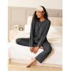 Ekouaer Pajama Set Womens Long Sleeve Sleepwear Pullover Top and Pants Cozy Loungewear Soft Pjs Lounge Set with Pockets S-XXL(Dark Gray)