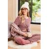 Ekouaer Pajama Set Womens Long Sleeve Sleepwear Pullover Top and Pants Cozy Loungewear Soft Pjs Lounge Set with Pockets S-XXL(Dark Red)
