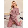 Ekouaer Pajama Set Womens Long Sleeve Sleepwear Pullover Top and Pants Cozy Loungewear Soft Pjs Lounge Set with Pockets S-XXL(Dark Red)