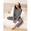 Ekouaer Pajama Set Womens Long Sleeve Sleepwear Pullover Top and Pants Cozy Loungewear Soft Pjs Lounge Set with Pockets S-XXL(Gray)