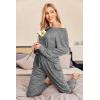 Ekouaer Pajama Set Womens Long Sleeve Sleepwear Pullover Top and Pants Cozy Loungewear Soft Pjs Lounge Set with Pockets S-XXL(Gray)